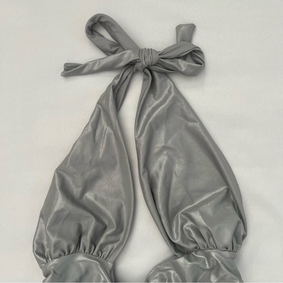 Urban Outfitters Out From Under Marina Metallic Silver One Piece Swimsuit S NWT - Picture 5 of 16